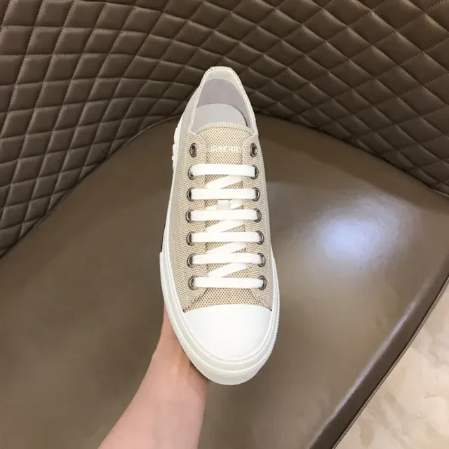Beige White Woven Textile Upper Platform Sole Sneakers 5