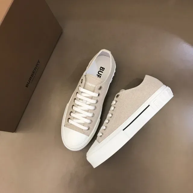 Beige White Woven Textile Upper Platform Sole Sneakers 8