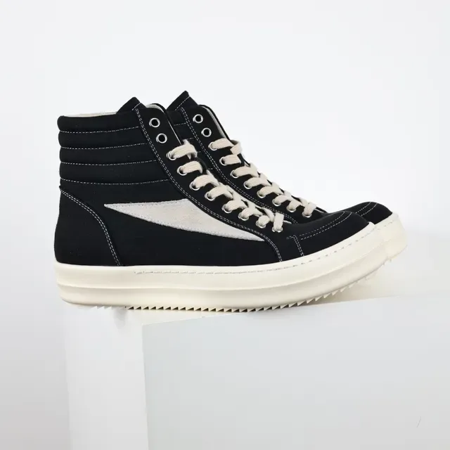 Black and Cream High-Top Platform Sneakers 3