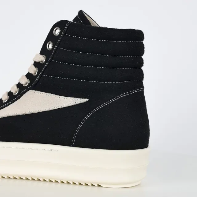 Black and Cream High-Top Platform Sneakers 4