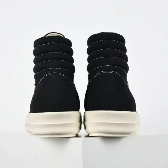 Black and Cream High-Top Platform Sneakers 8