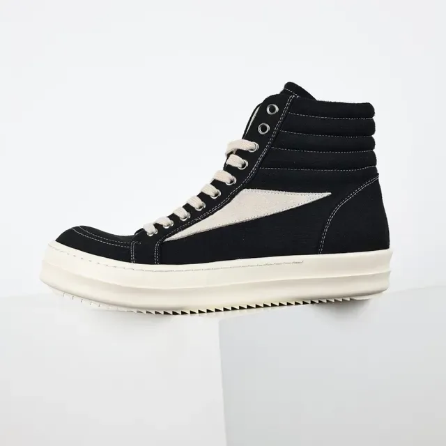 Black and Cream High-Top Platform Sneakers 9