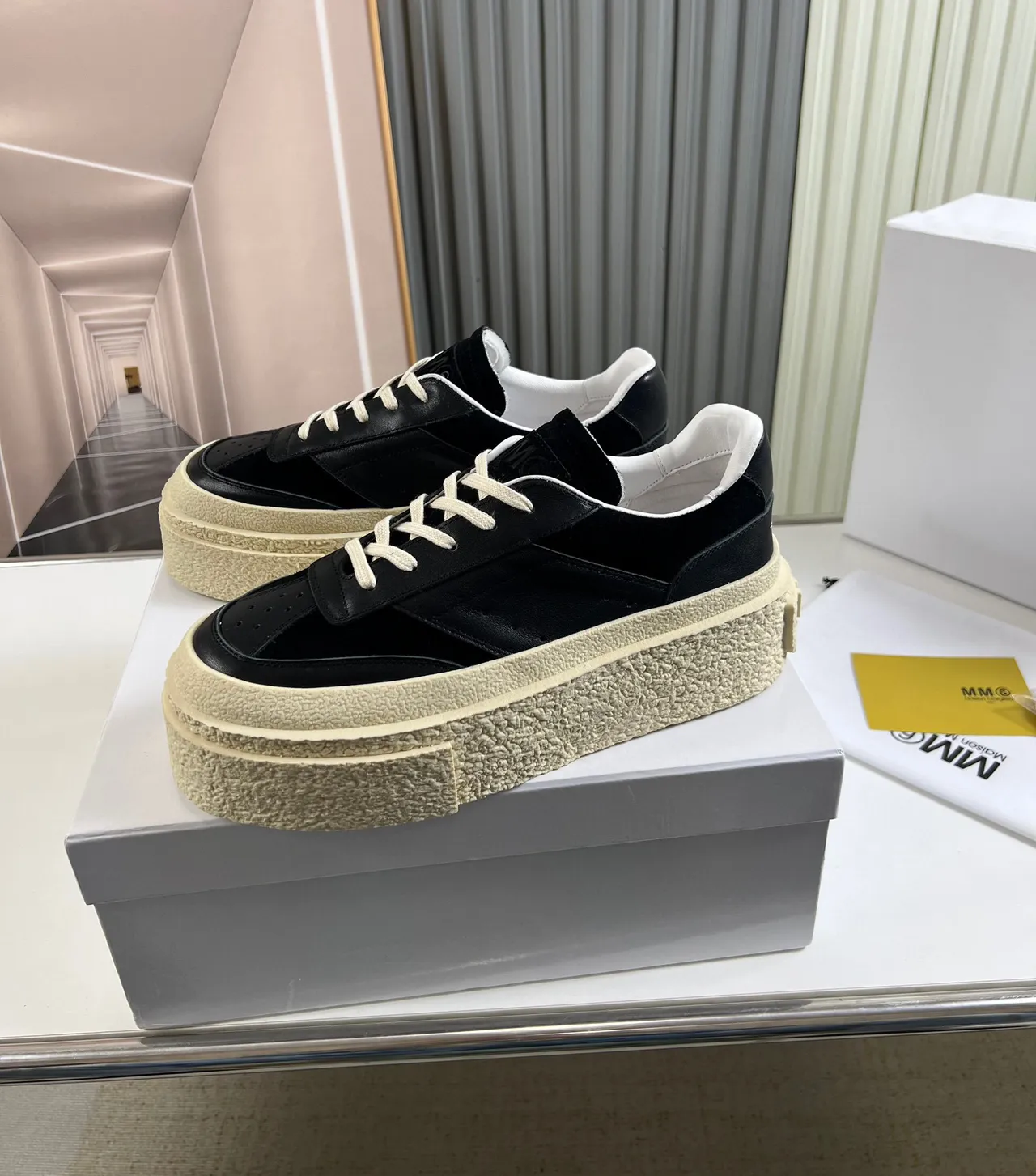 Black and Cream Platform Lifestyle Sneaker 7