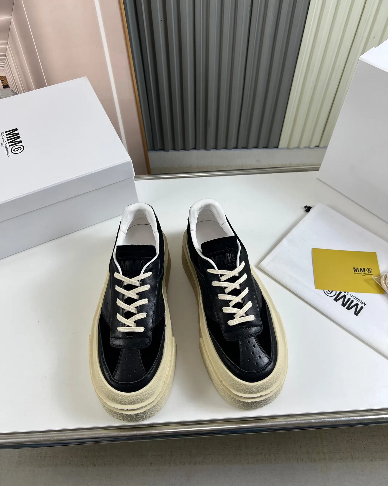 Black and Cream Platform Lifestyle Sneaker 8