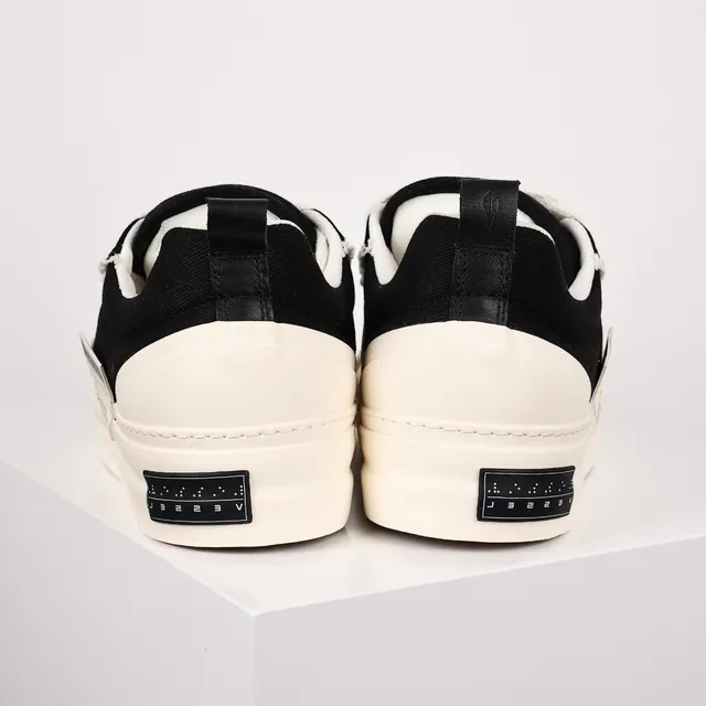 Black and Cream Raw-Edge Canvas Platform Sneakers 8