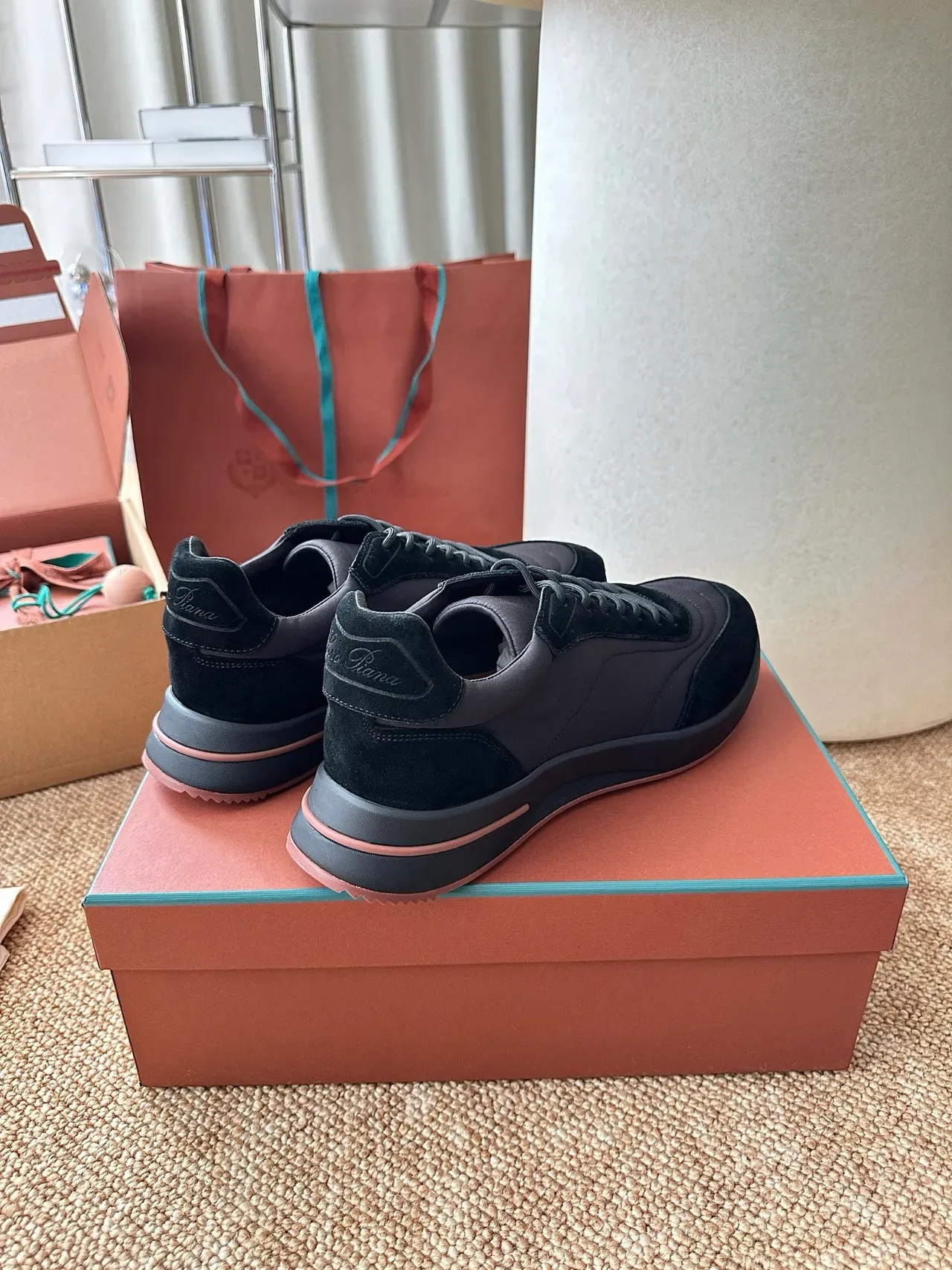 Black and Gray Layered Suede Lifestyle Sneakers 3