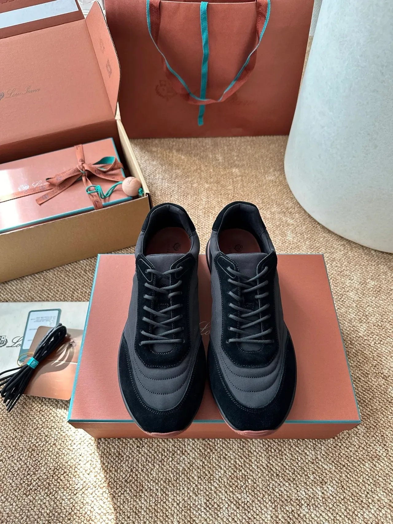 Black and Gray Layered Suede Lifestyle Sneakers 5