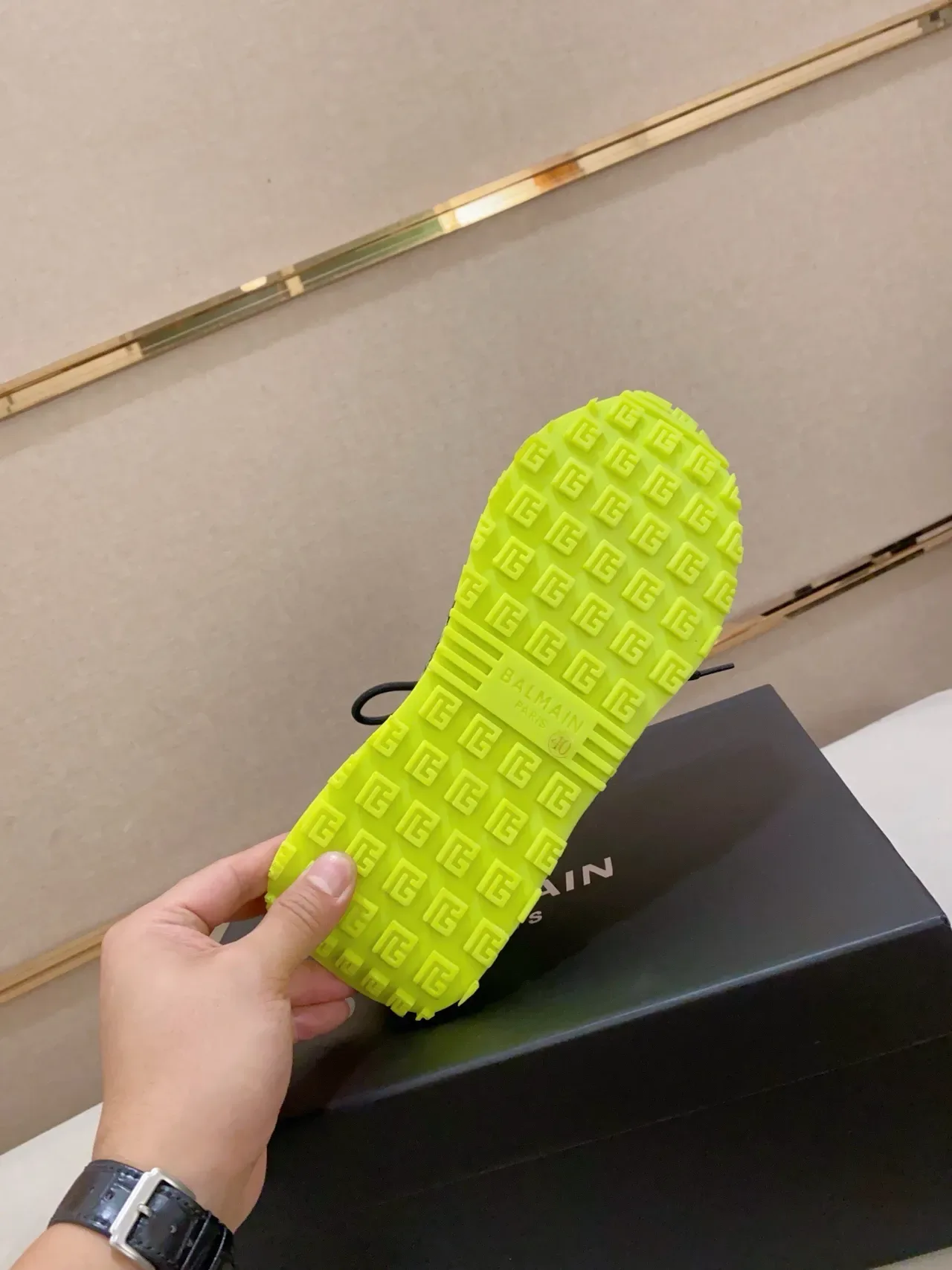 Black and Neon Lime Green Knit Sneaker 2