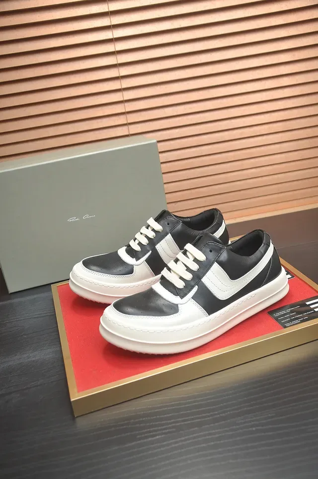 Black and White Contrast Panel Leather Platform Sneaker 4