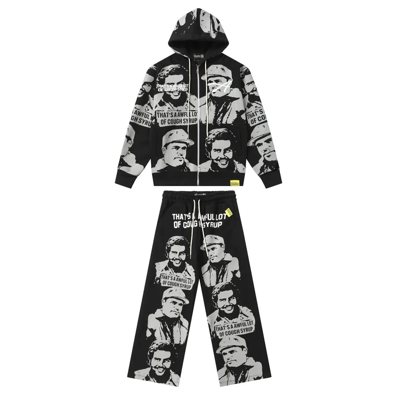 Black and White Graphic Print Full-Zip Hoodie 2
