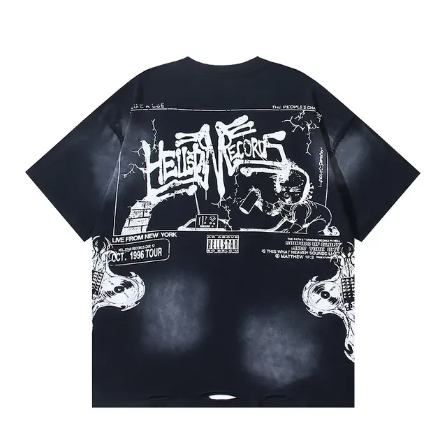 Black and White Graphic Print Oversized T-Shirt 6