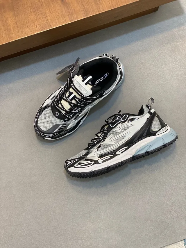 Black and White Layered Overlay Chunky Sneakers 6
