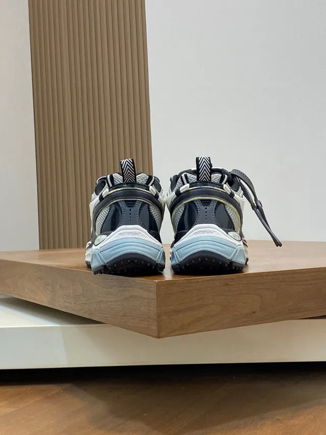 Black and White Layered Overlay Chunky Sneakers 8