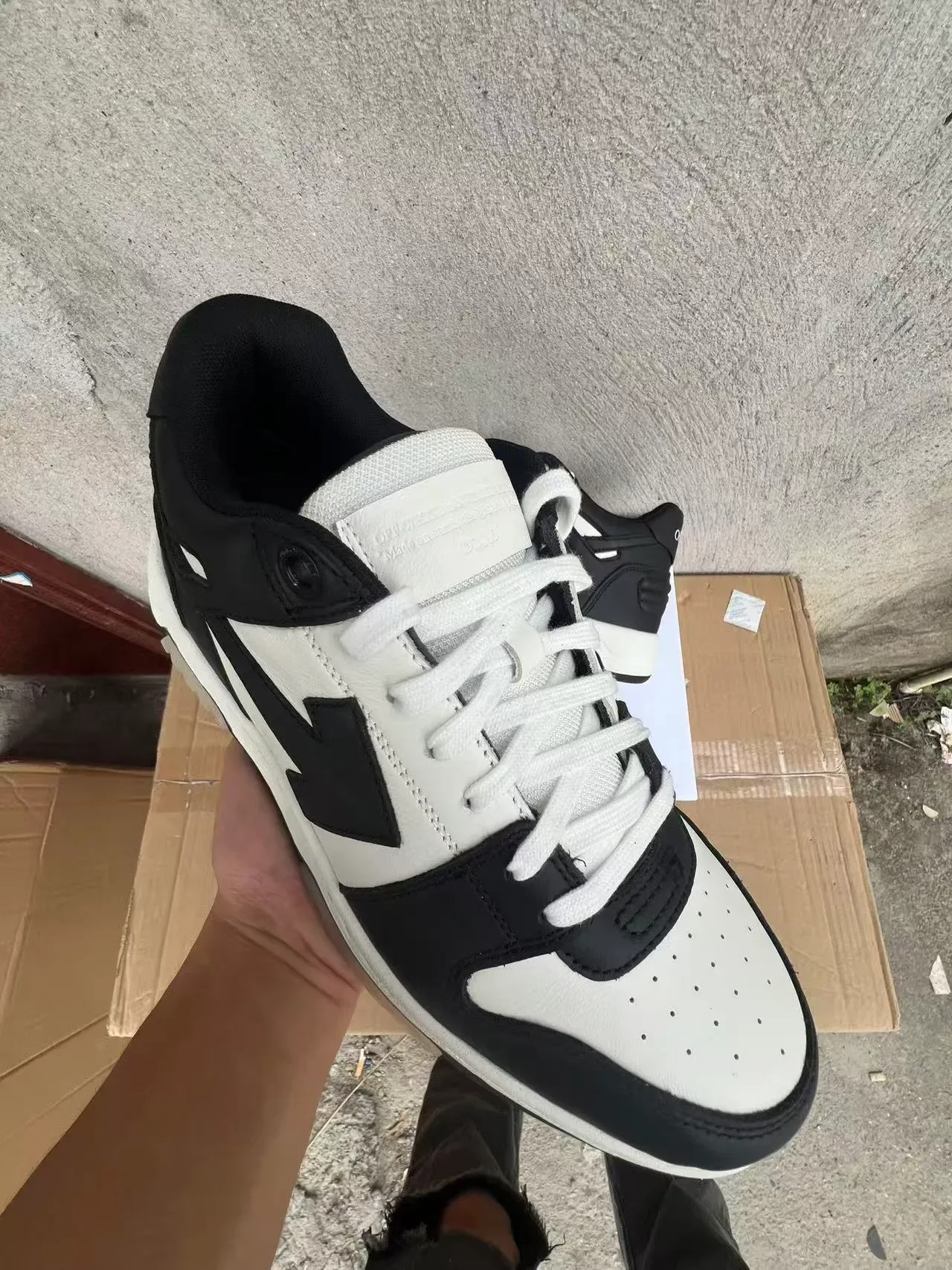 Black and White Leather Panelled Low-Top Sneaker 2