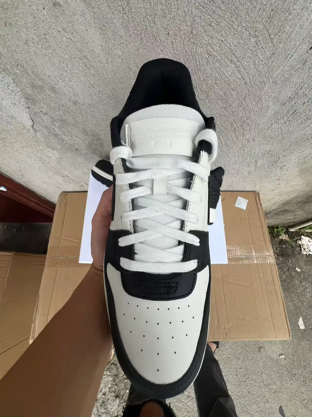 Black and White Leather Panelled Low-Top Sneaker 3
