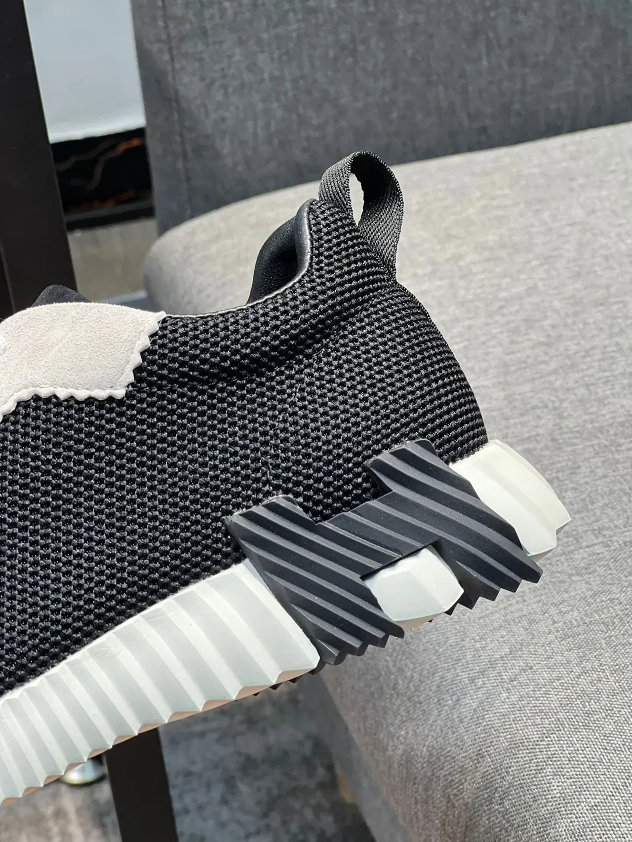 Black and White Mesh-Suede Low-Top Sneaker 9