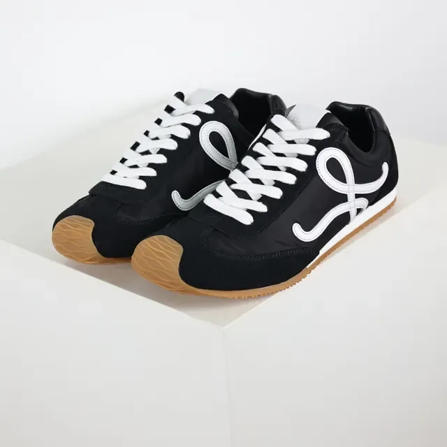 Black and White Monogram Logo Low-Top Cupsole Sneakers 2