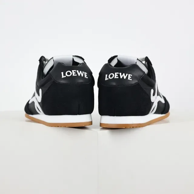 Black and White Monogram Logo Low-Top Cupsole Sneakers 8