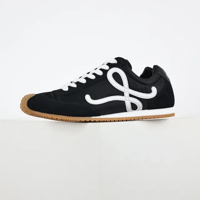 Black and White Monogram Logo Low-Top Cupsole Sneakers 9