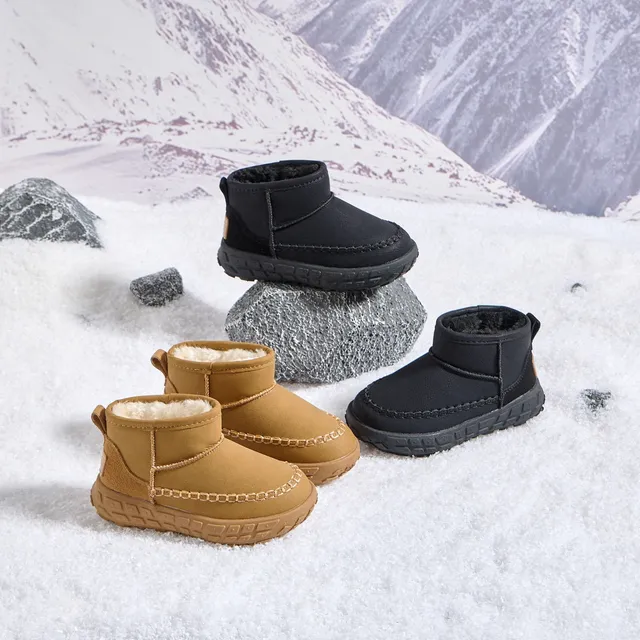 Black Beige Slip-On Shearling-Lined Snow Boots 2
