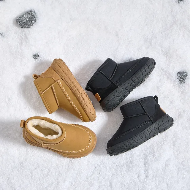 Black Beige Slip-On Shearling-Lined Snow Boots 3
