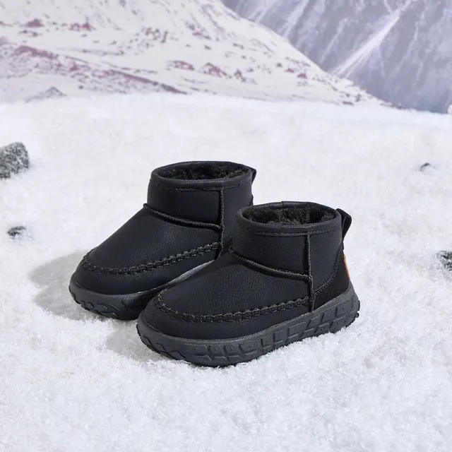 Black Beige Slip-On Shearling-Lined Snow Boots 5