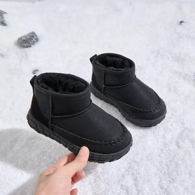 Black Beige Slip-On Shearling-Lined Snow Boots 6