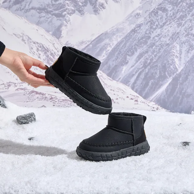 Black Beige Slip-On Shearling-Lined Snow Boots 7