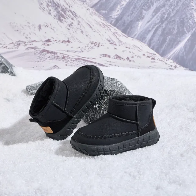 Black Beige Slip-On Shearling-Lined Snow Boots 8