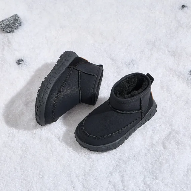 Black Beige Slip-On Shearling-Lined Snow Boots 9