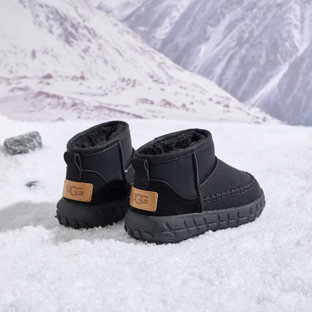 Black Beige Slip-On Shearling-Lined Snow Boots 10