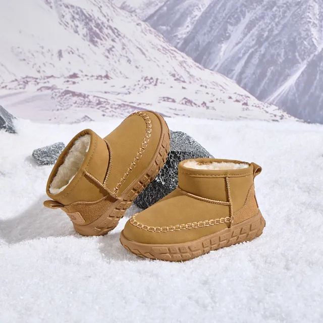 Black Beige Slip-On Shearling-Lined Snow Boots 16