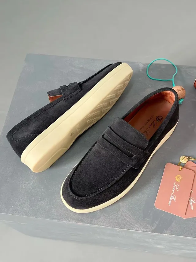 Black Beige Suede Penny Strap Loafer 4
