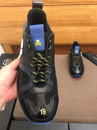 Black Blue Chunky Sculpted Sole Mesh And Patent-Like Synthetic Overlays Sneakers 3