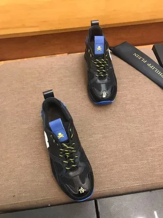 Black Blue Chunky Sculpted Sole Mesh And Patent-Like Synthetic Overlays Sneakers 4