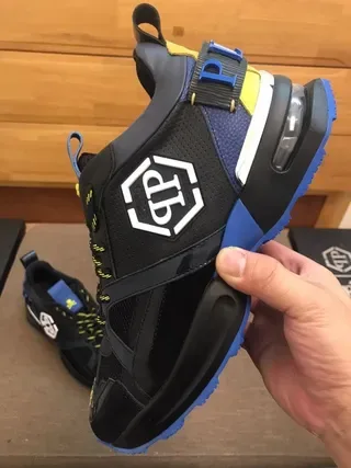Black Blue Chunky Sculpted Sole Mesh And Patent-Like Synthetic Overlays Sneakers 8