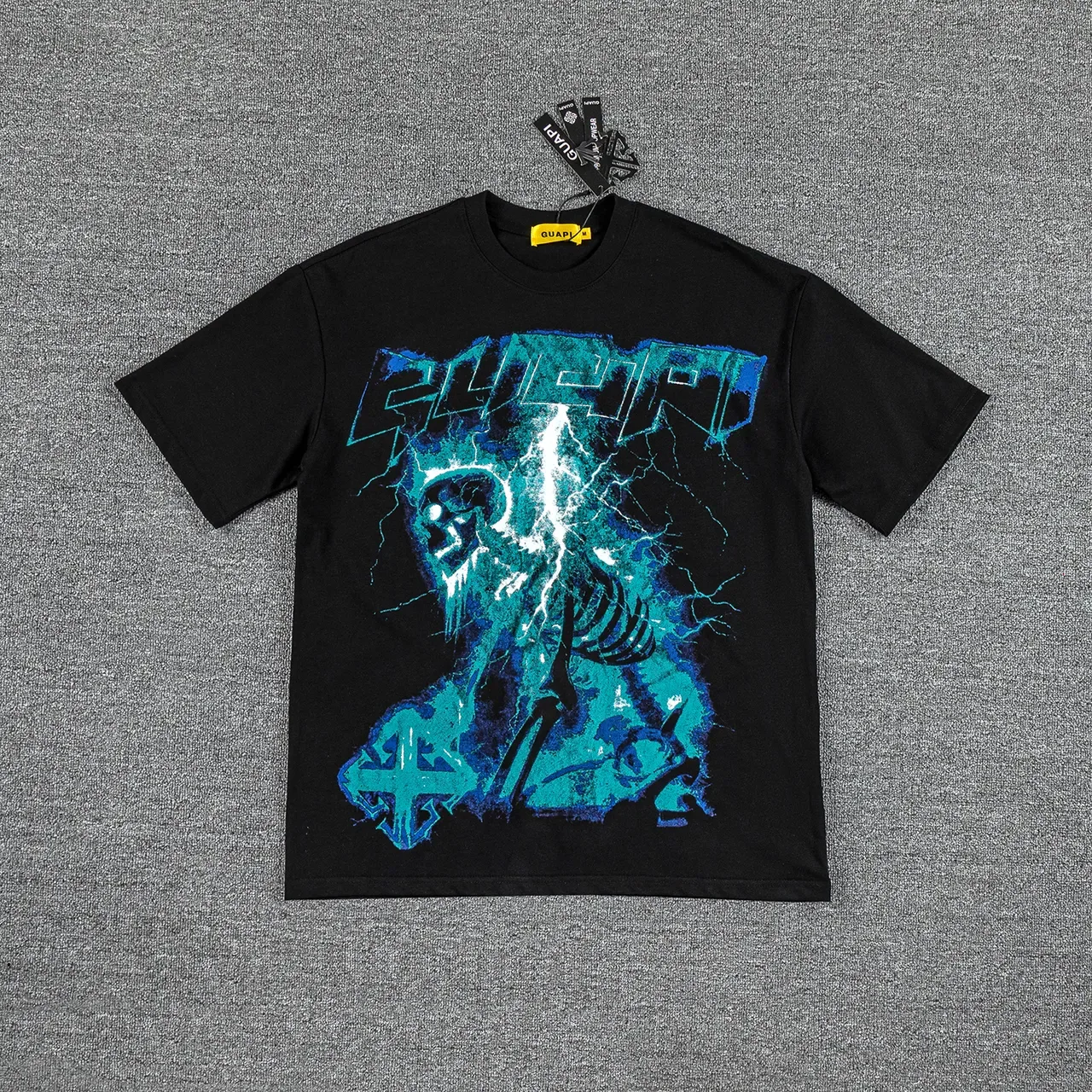 Black Blue Graphic-Print Oversized Fit T-Shirt 2
