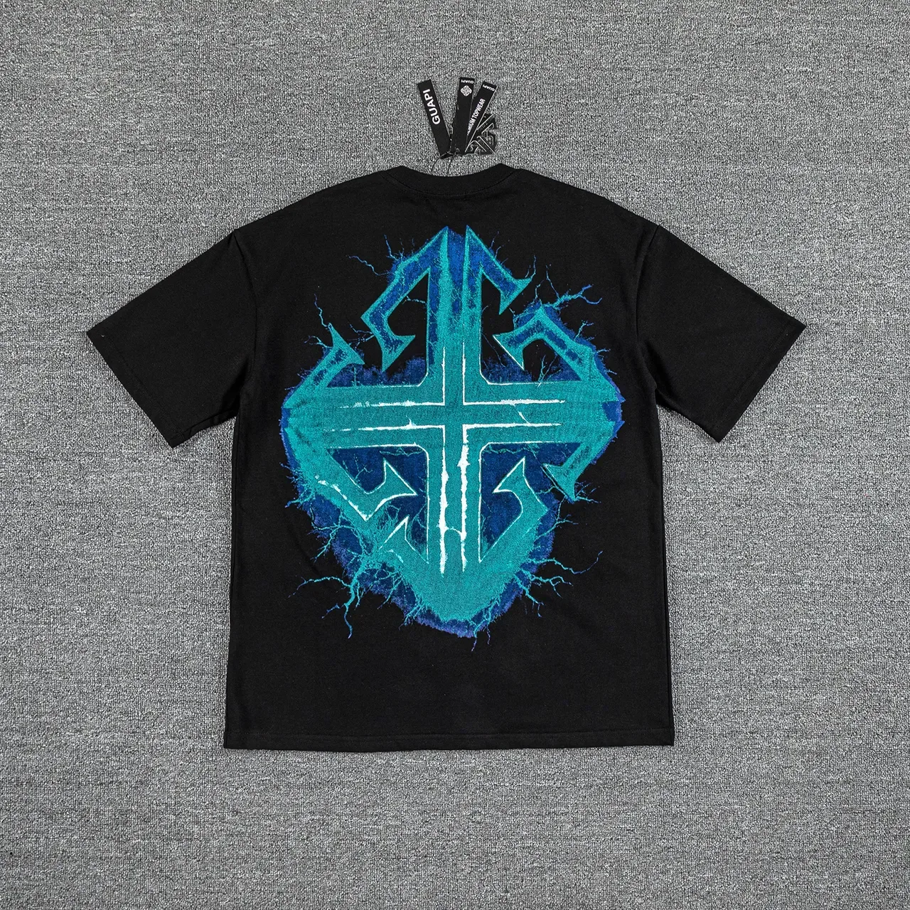 Black Blue Graphic-Print Oversized Fit T-Shirt 3