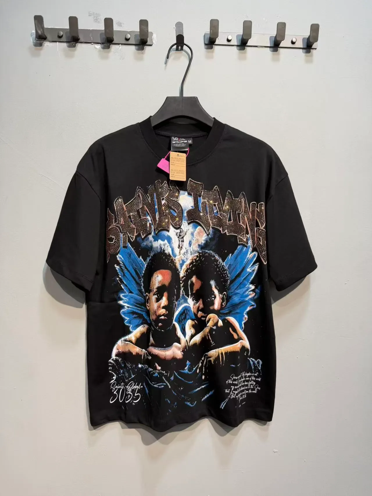 Black Blue Graphic-Print Oversized Fit Top 5