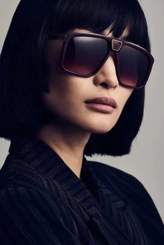 Black Brown Angular Oversized Frame Cutout Bridge Detail Sunglasses 4