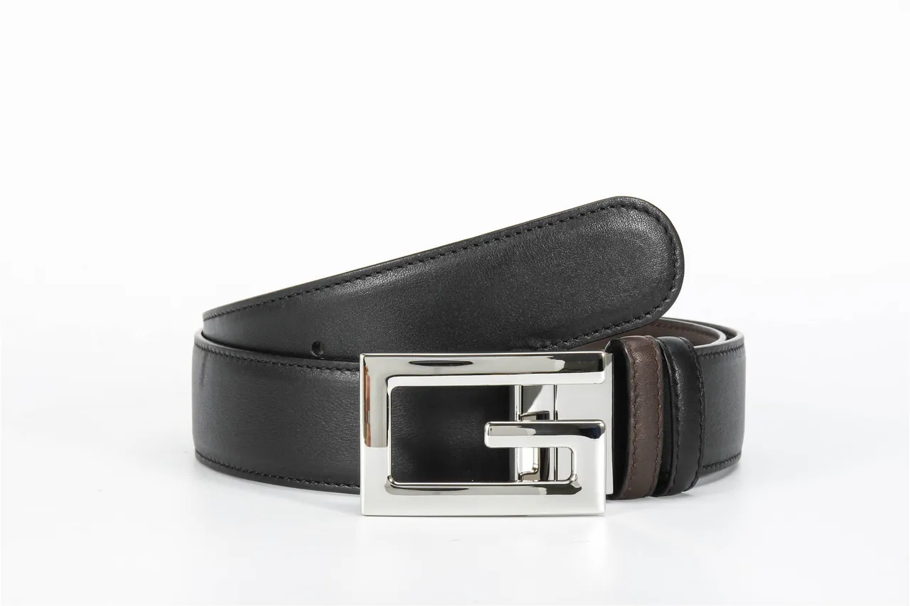 Black Brown Exterior Interior Leather Belt 4
