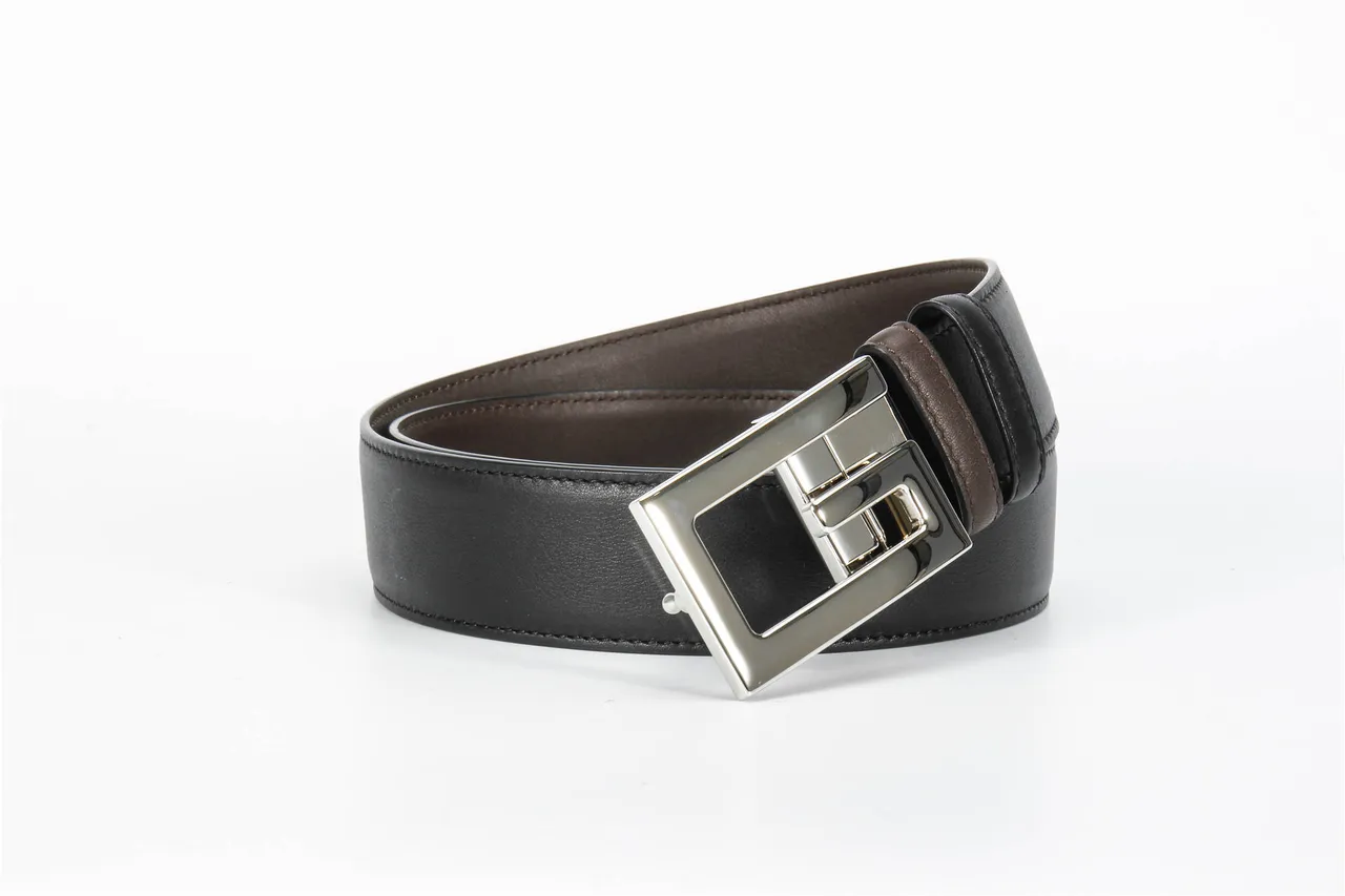 Black Brown Exterior Interior Leather Belt 5