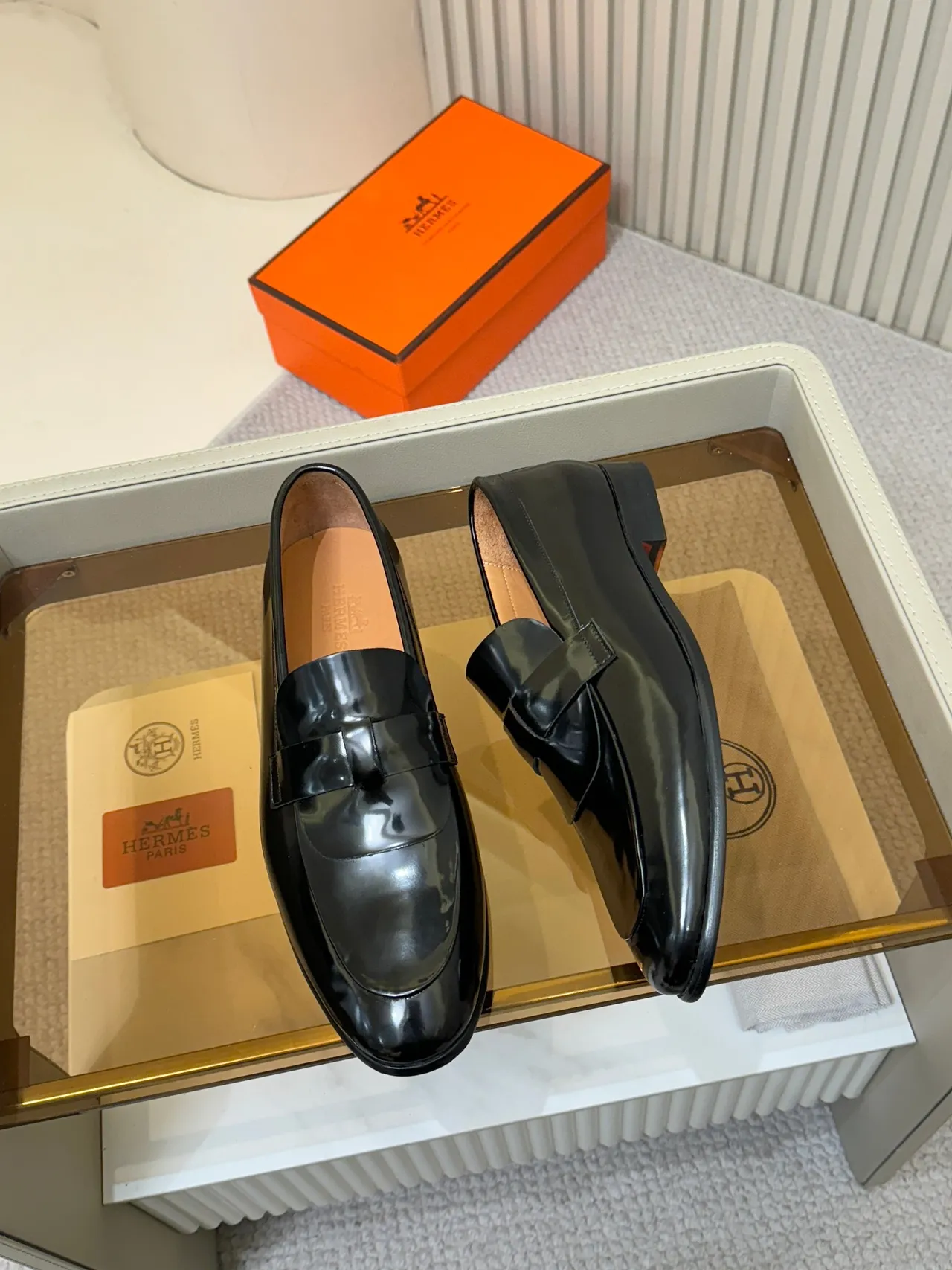 Black Brown Glossy Patent Leather Penny Strap Loafer 5