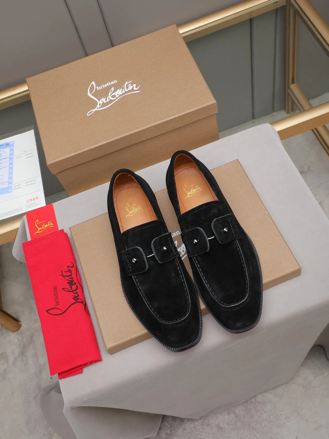 Black Brown Suede Saddle Strap Loafer 4