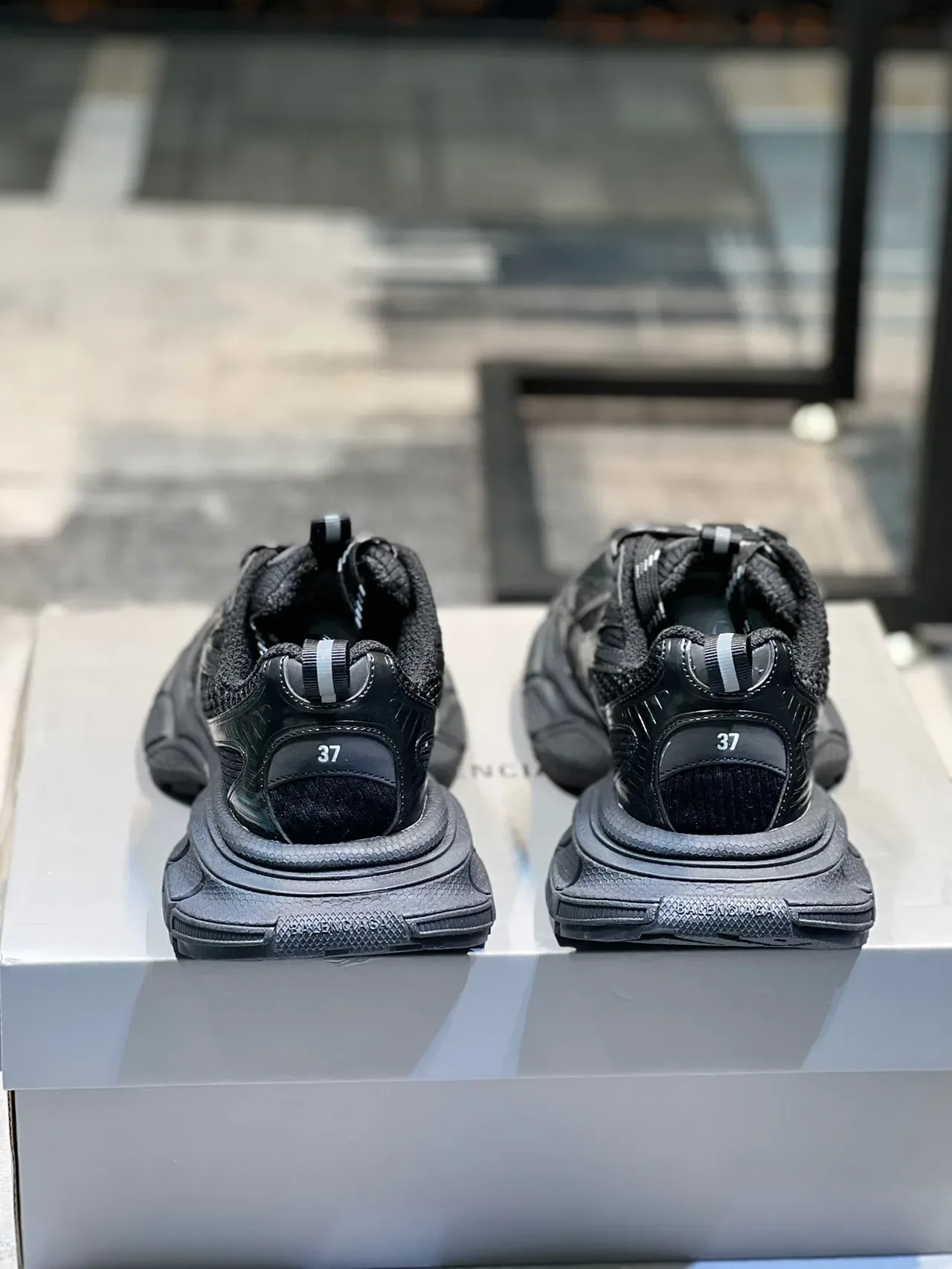 Black Chunky Sole Mesh and Synthetic Overlay Lifestyle Sneaker 2