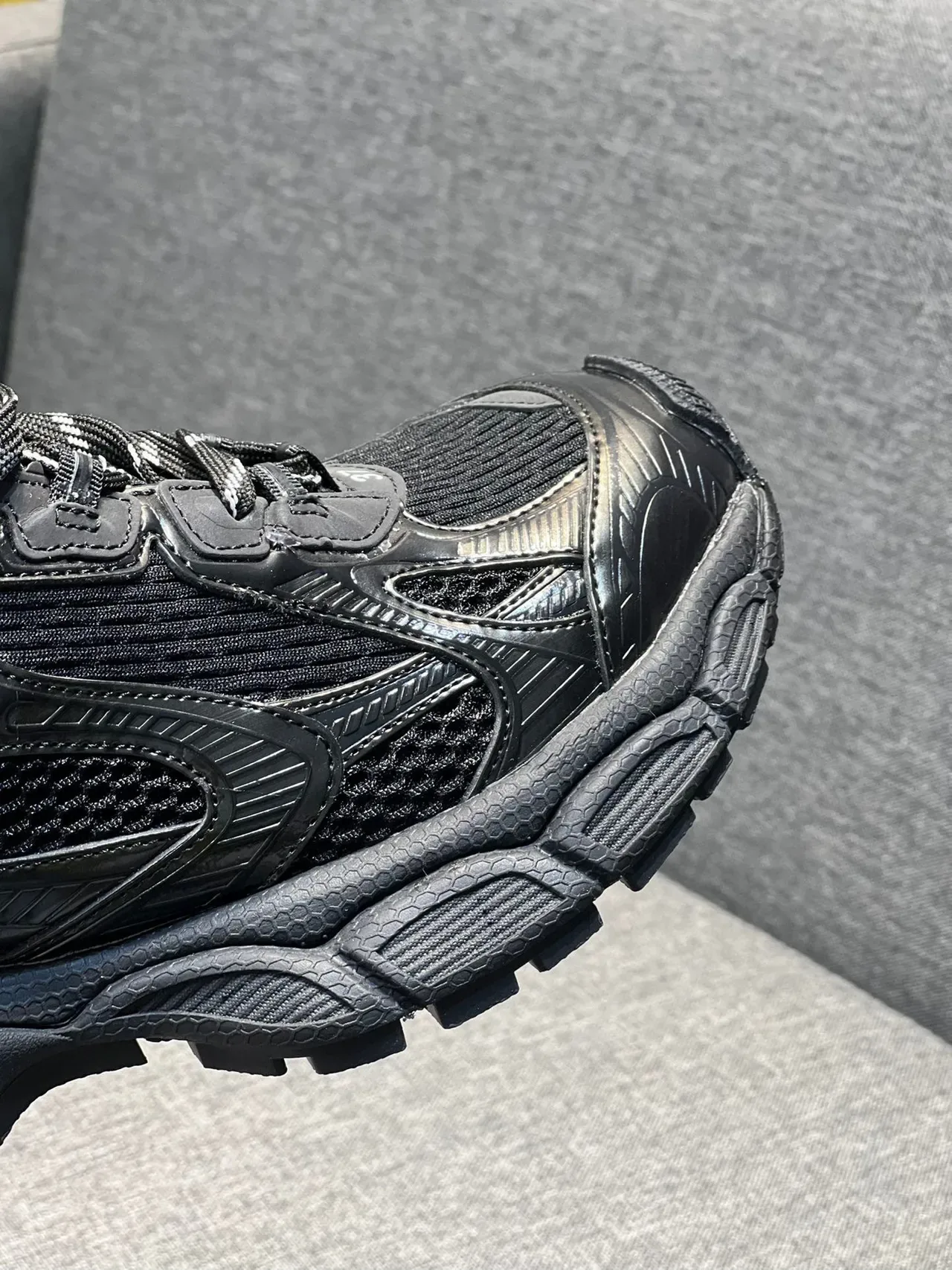 Black Chunky Sole Mesh and Synthetic Overlay Lifestyle Sneaker 3