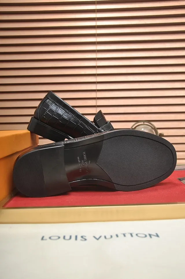 Black Croc-Embossed Leather Horsebit Loafer 3