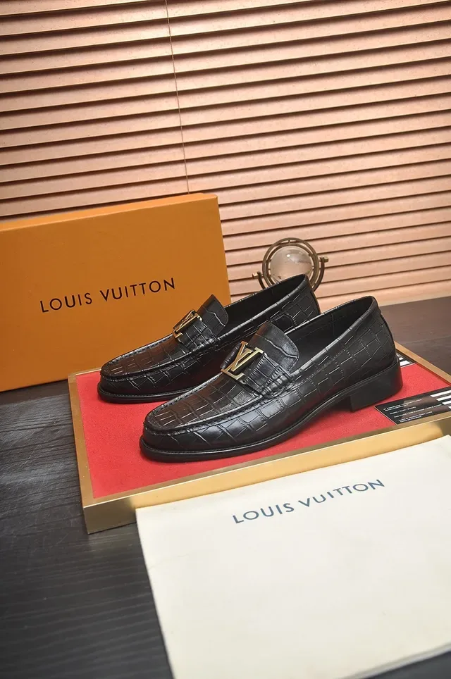 Black Croc-Embossed Leather Horsebit Loafer 4