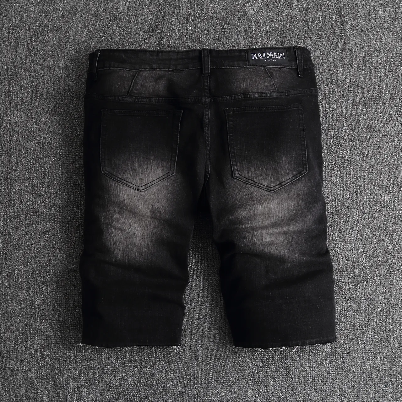 Black Distressed Cargo-Pocket Zipper-Accent Denim Shorts 16