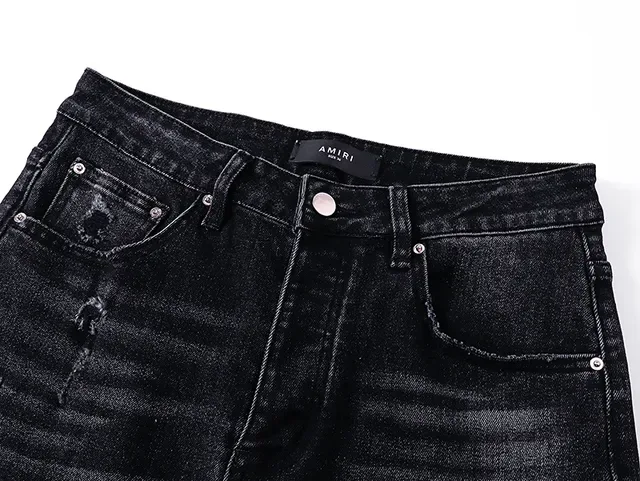 Black Distressed Embroidered Floral Slim-Fit Jeans 4
